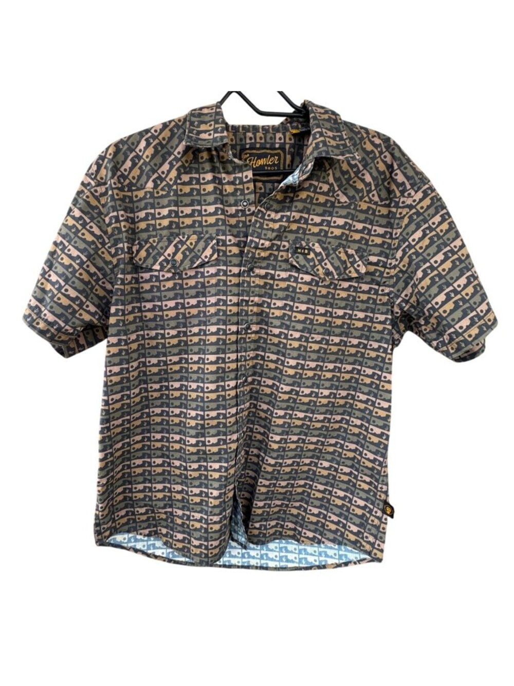 Howler Brothers Mens Western Snap Short Sleeve Shirt Desert Print Size M
